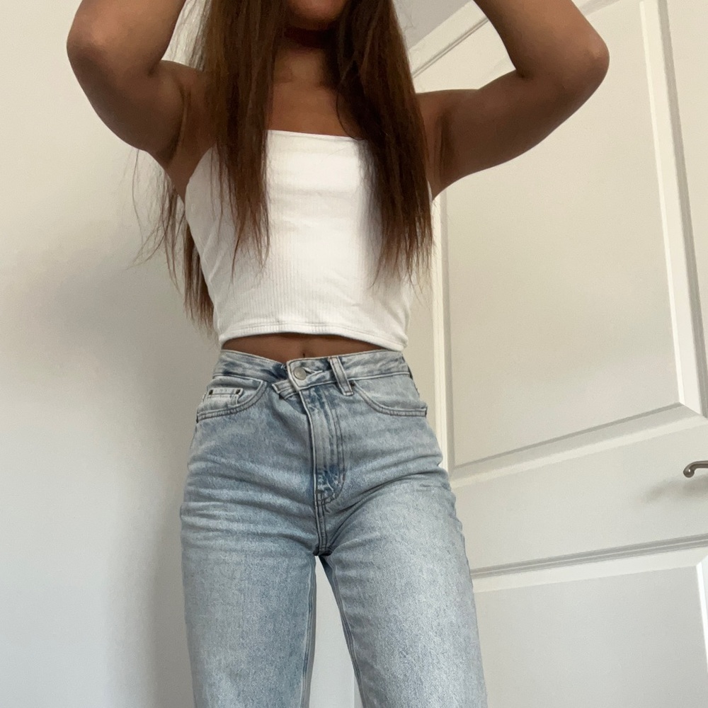 Hollister White Crop Ribbed Tube Top